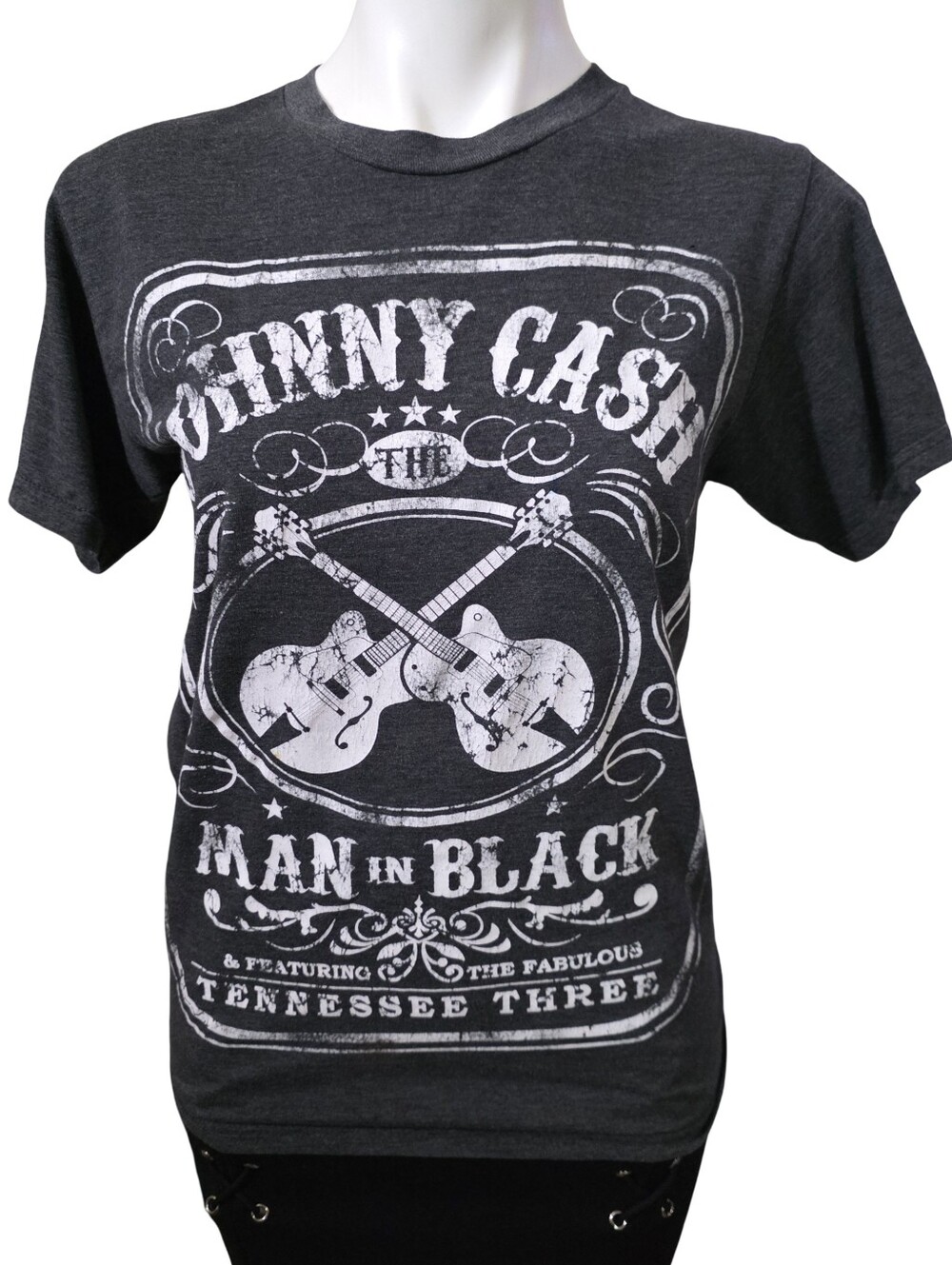 'Man in Black' Cotton Blend Graphic Tee - Charcoal